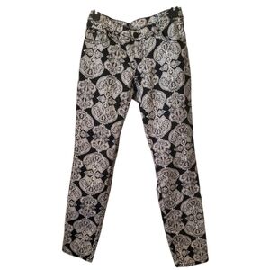 INC Vintage Black And White Paisley Print Skinny Curvy Fit Ankle Jeans Size 4